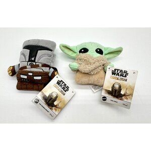 Star Wars The Mandalorian Small 4” Grogu & Mando Plush New w Tags